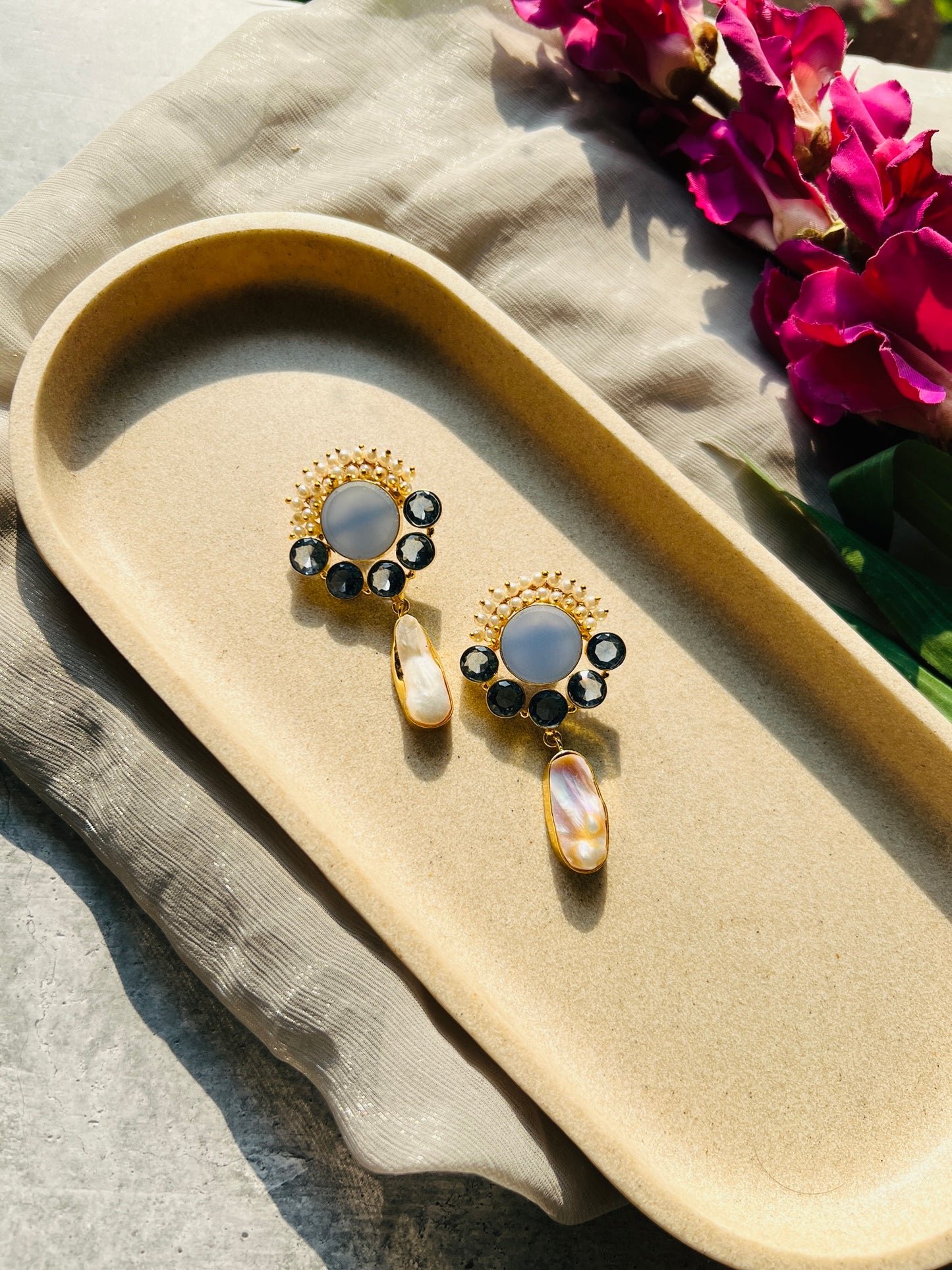 Celeste Pearl Drop Statement Earrings