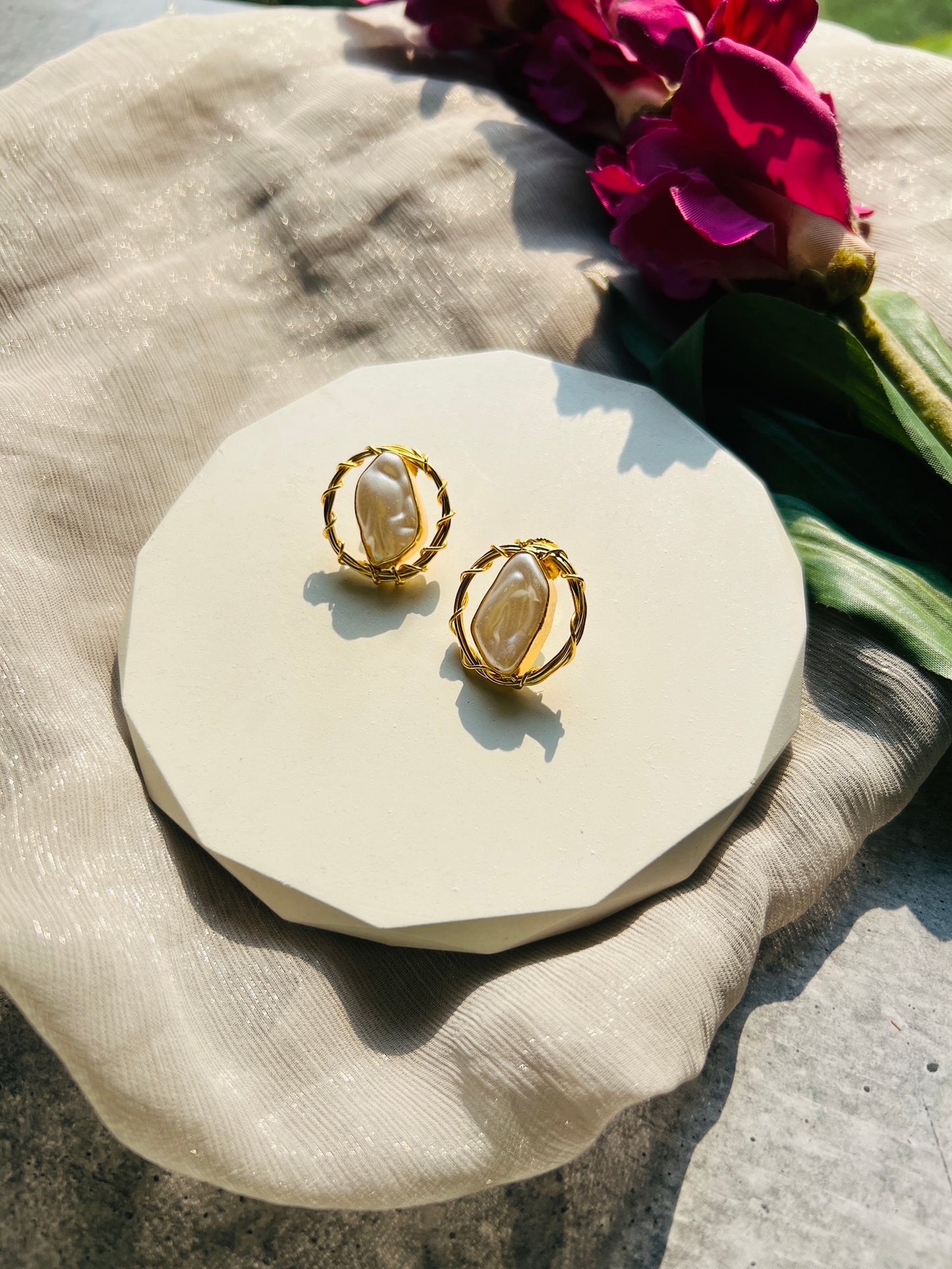 Ivory Baroque Pearl Studs