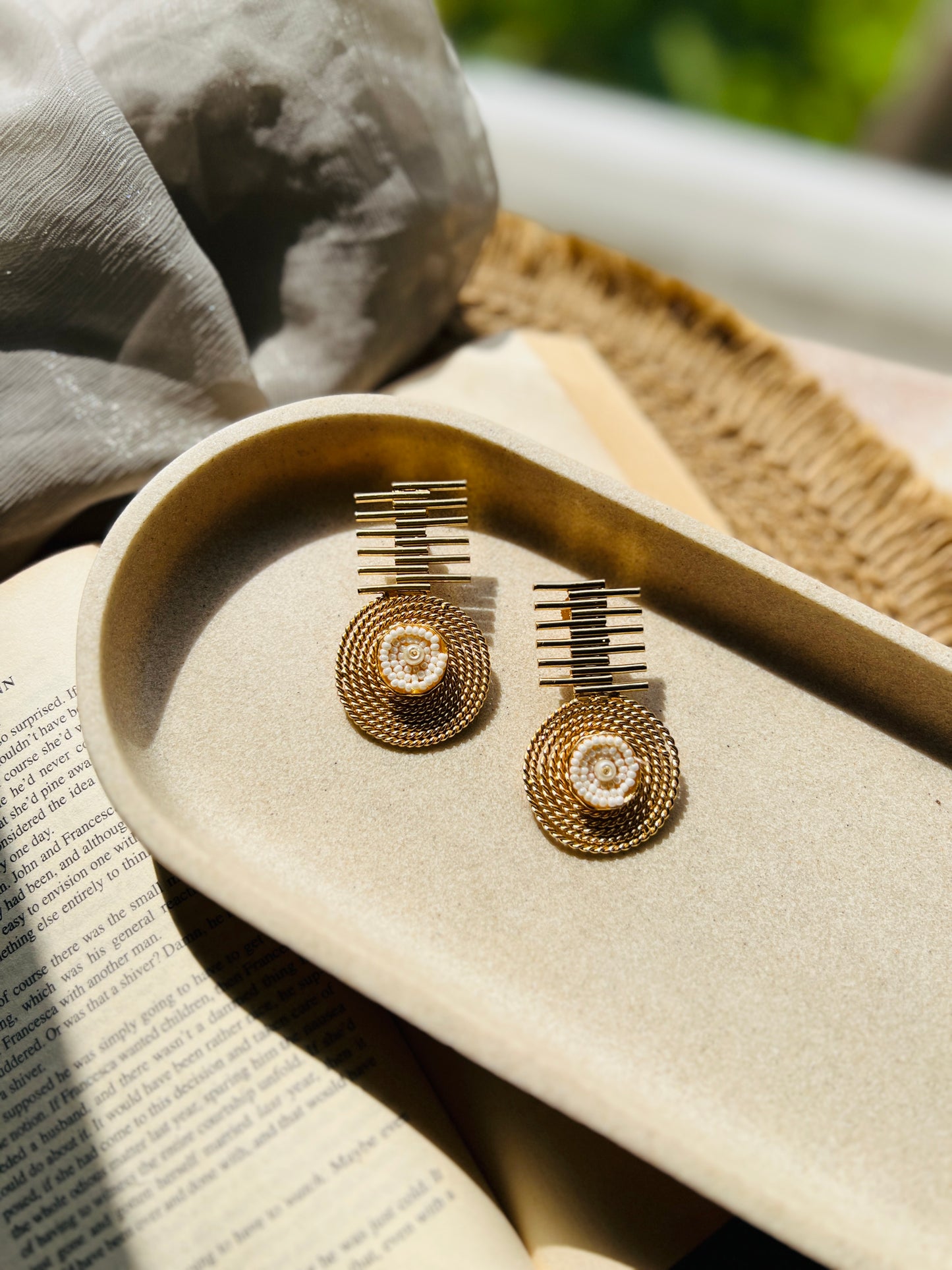 Pearl Halo Disc Earrings