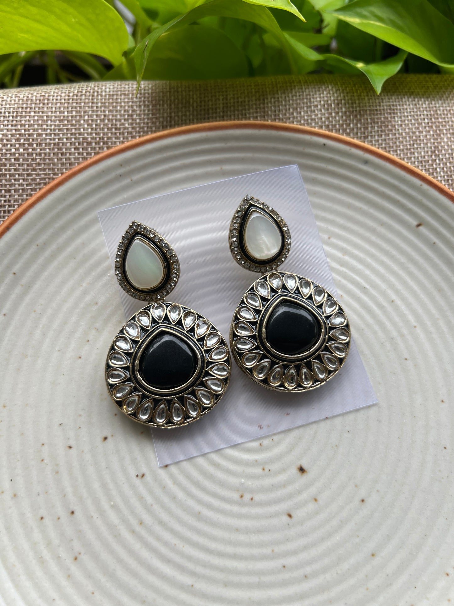 POLKI KUNDAN BLUE EARRING - Earrings