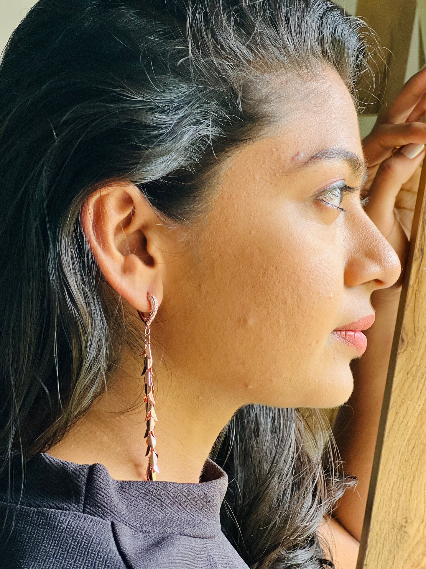 Rosegold Petal Stream Earrings