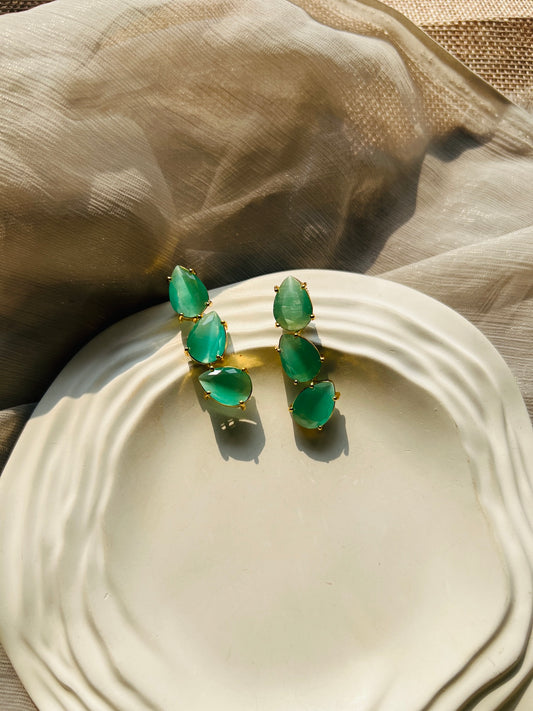 Triple Gleam Drop Earrings - Earrings
