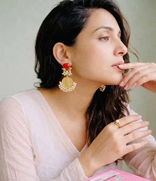 Royal Heirloom Coin Pearl Earrings