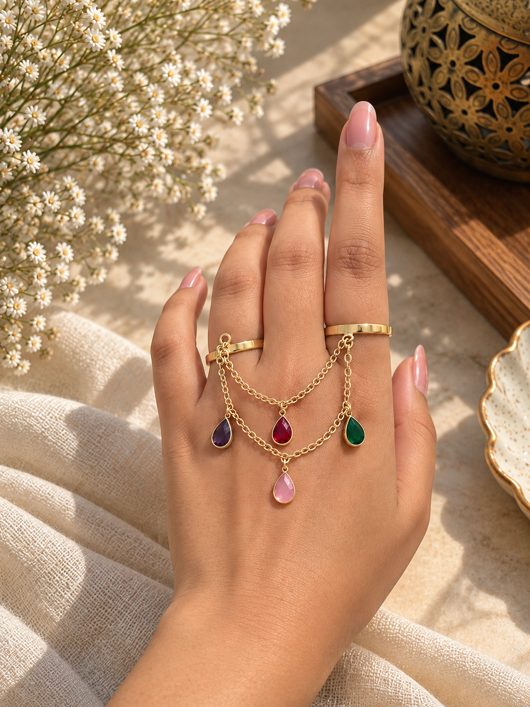 Mira Multicolour Charm Adjustable Ring