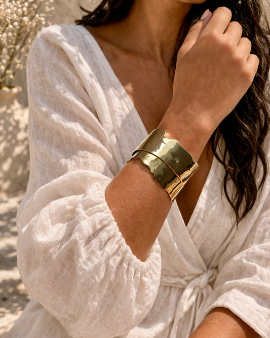 Aurora Wave Adjustable Cuff Bangle