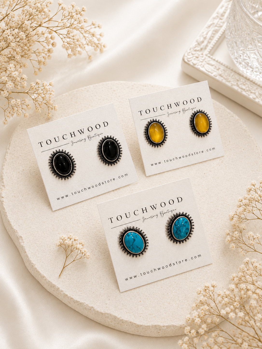 Stone Stud Earrings