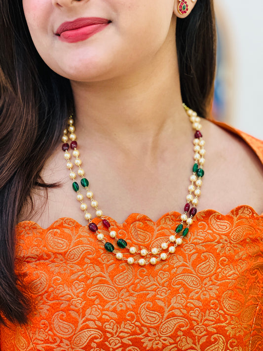 Ruby Emerald Layered Neckpiece