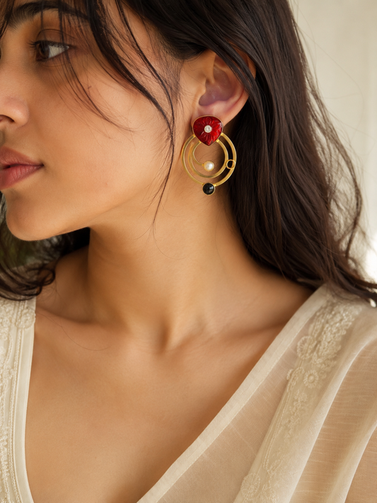 Scarlet Orbit Earrings