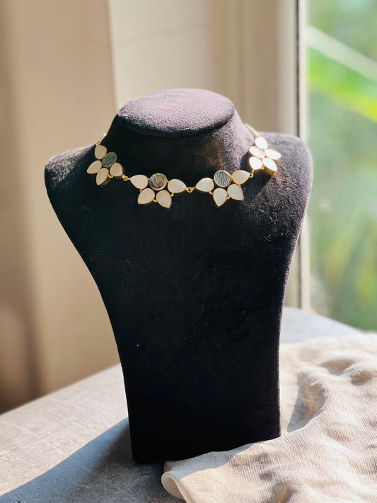 Ivory Bloom Natural Stone Necklace Set