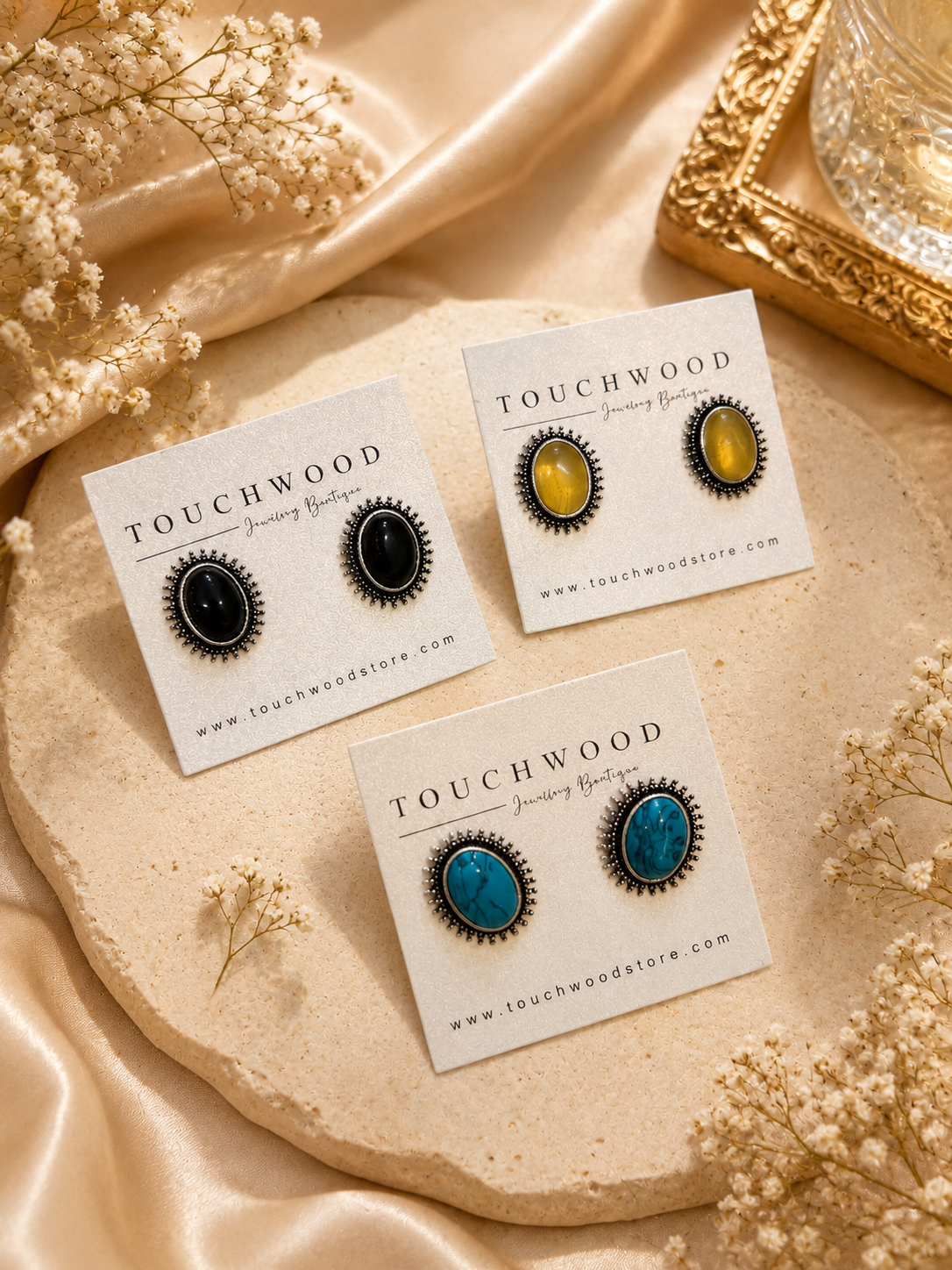 Stone Stud Earrings