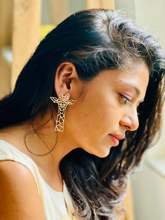 Golden Giraffe Earring - Earrings