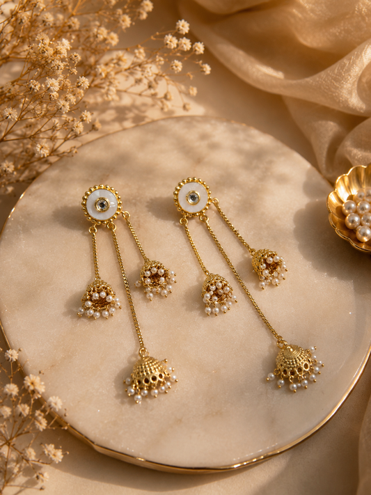 Pearl Cascade Jhumki Drops