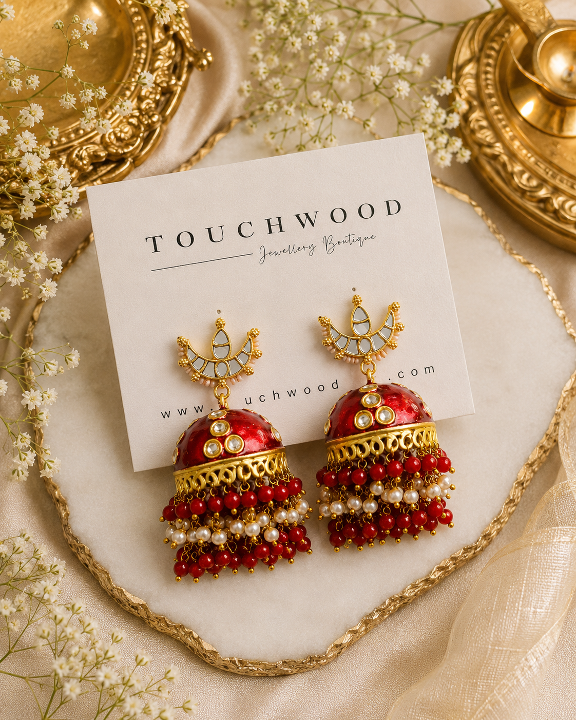 Crimson Royale Jhumkas