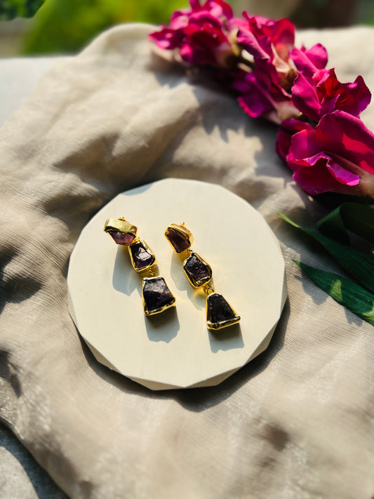Raw Luxe Natural Stone Drop Earrings