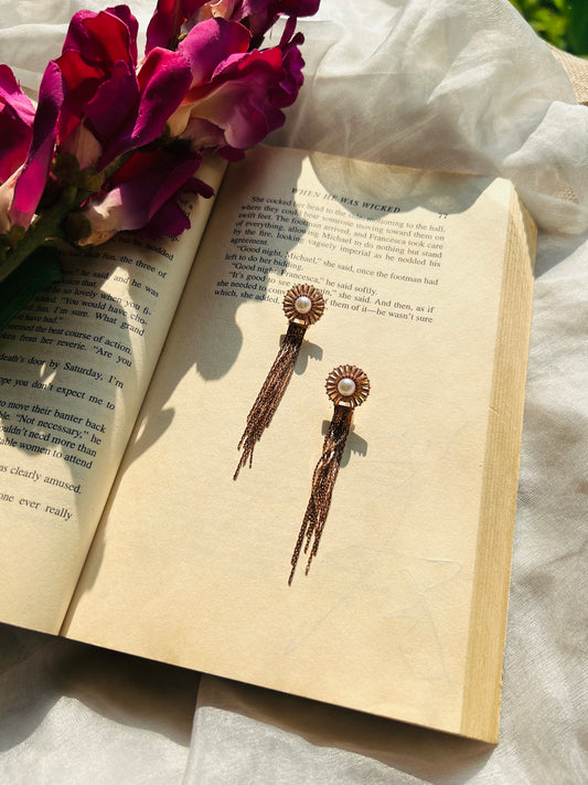Rosé Cascade Tassel Earrings