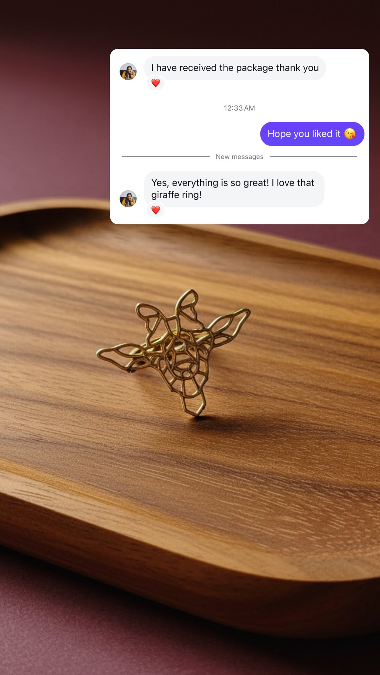Golden Giraffe Adjustable Ring