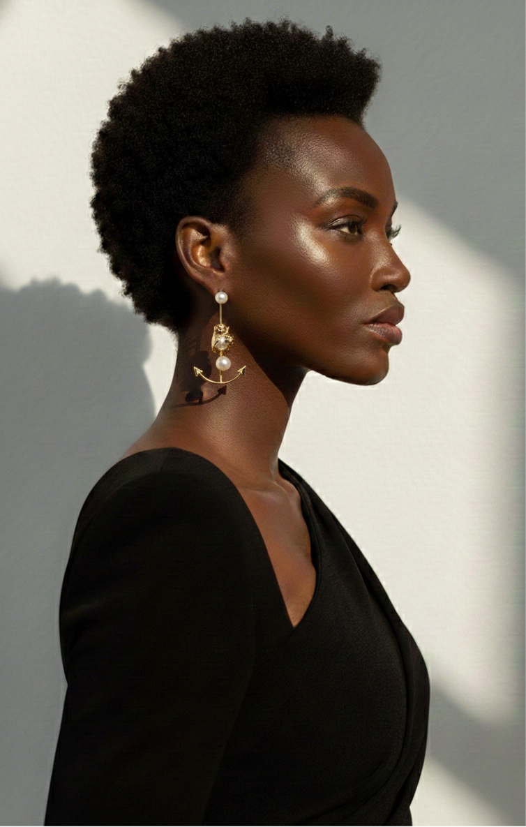 Nautica Pearl Anchor Earrings
