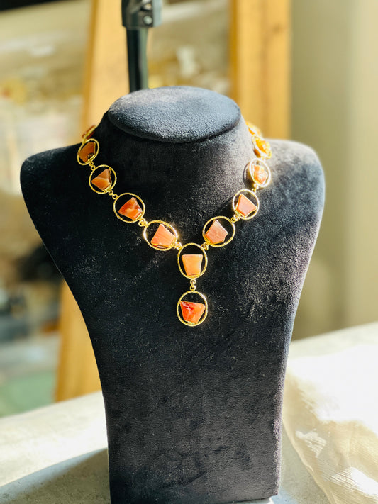 The Coral Stone Gold Necklace