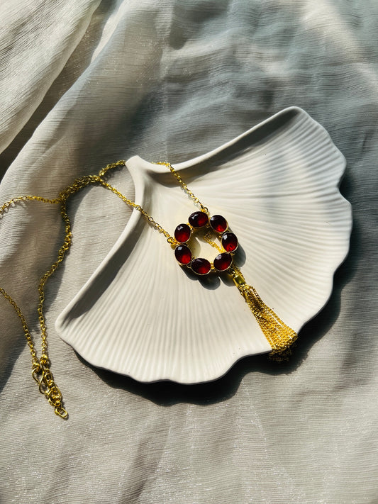 Red Pendant Tassel Chain - Neckpiece