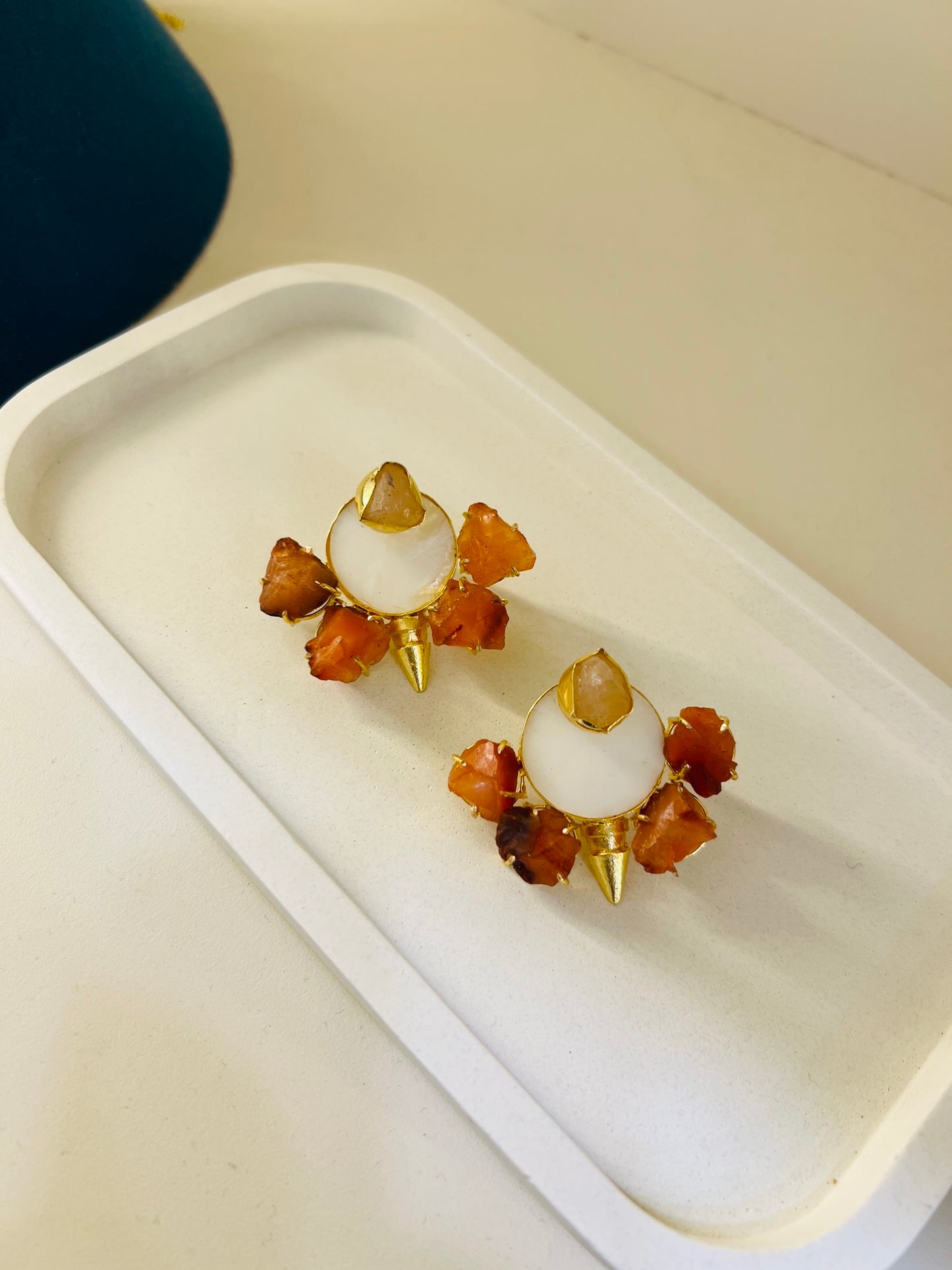 Blush Ember Stone Statement Earrings