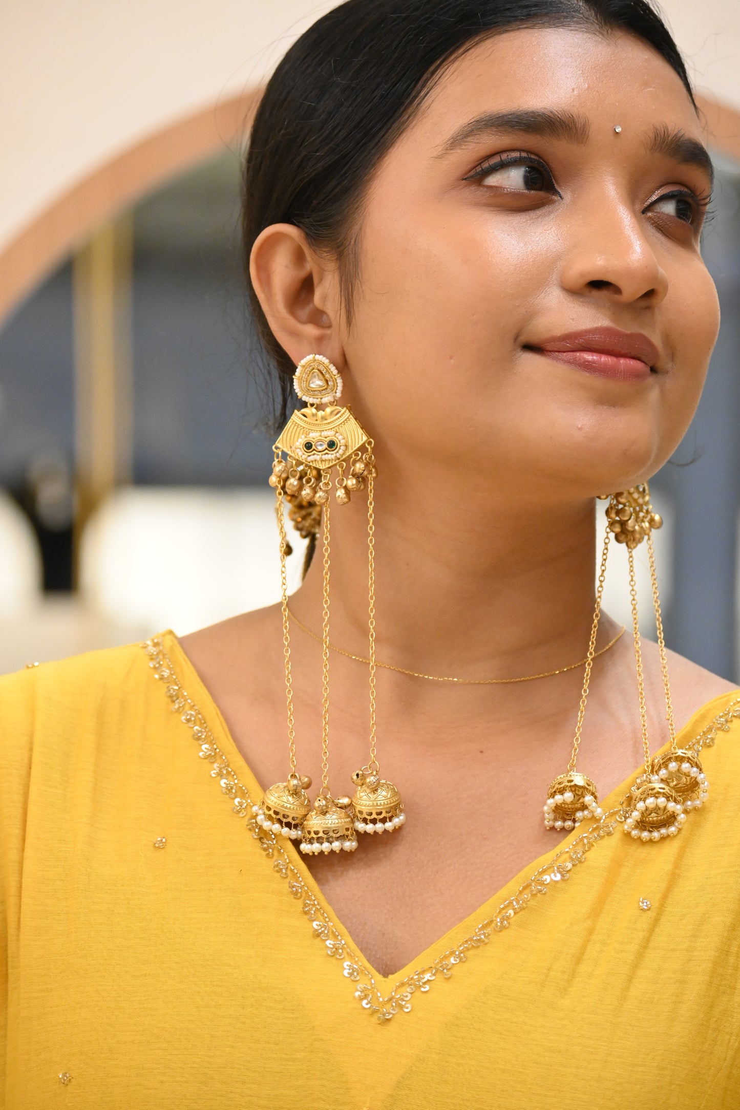 Noor Jharna Chain Jhumkas
