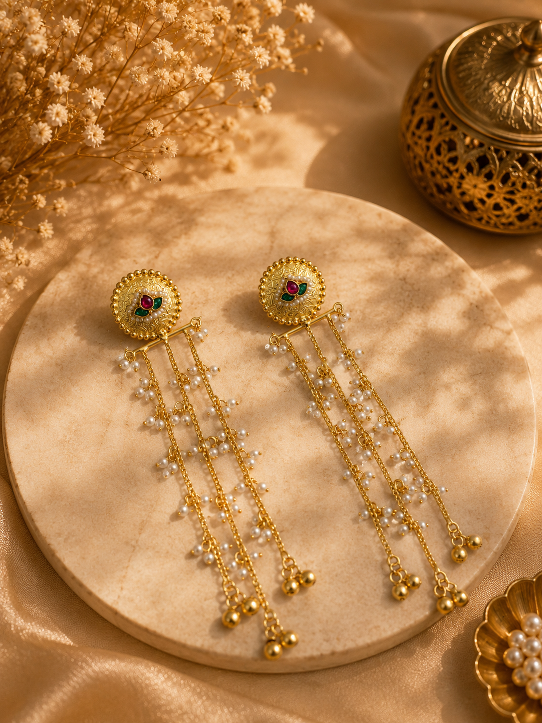 Noor Pearl Tassel Earrings
