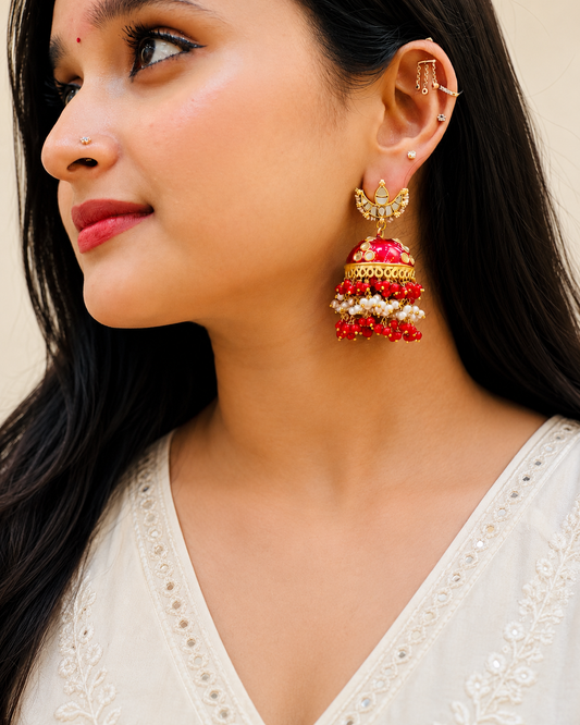 Crimson Royale Jhumkas