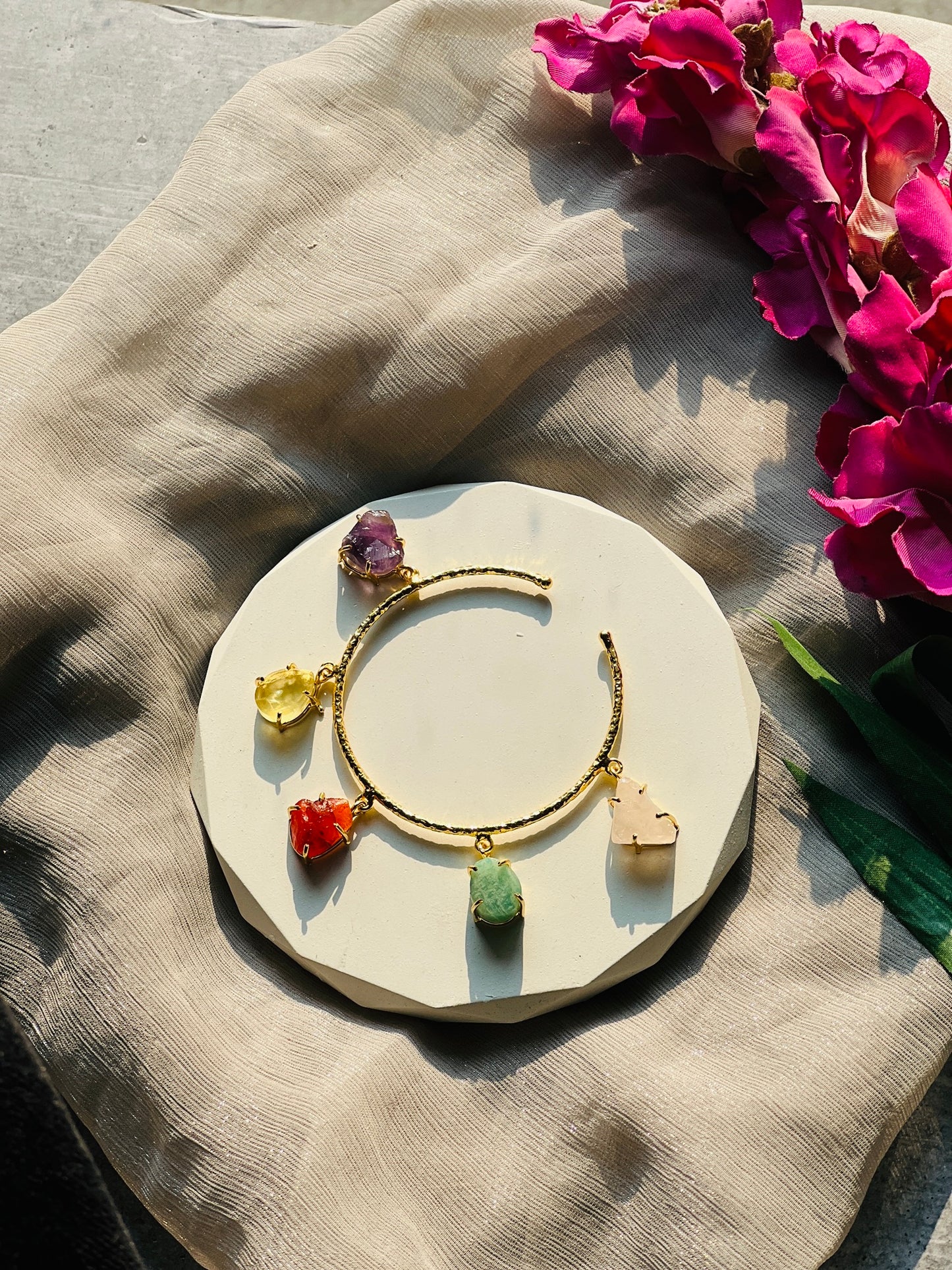 Navratna Charm Cuff Bracelet