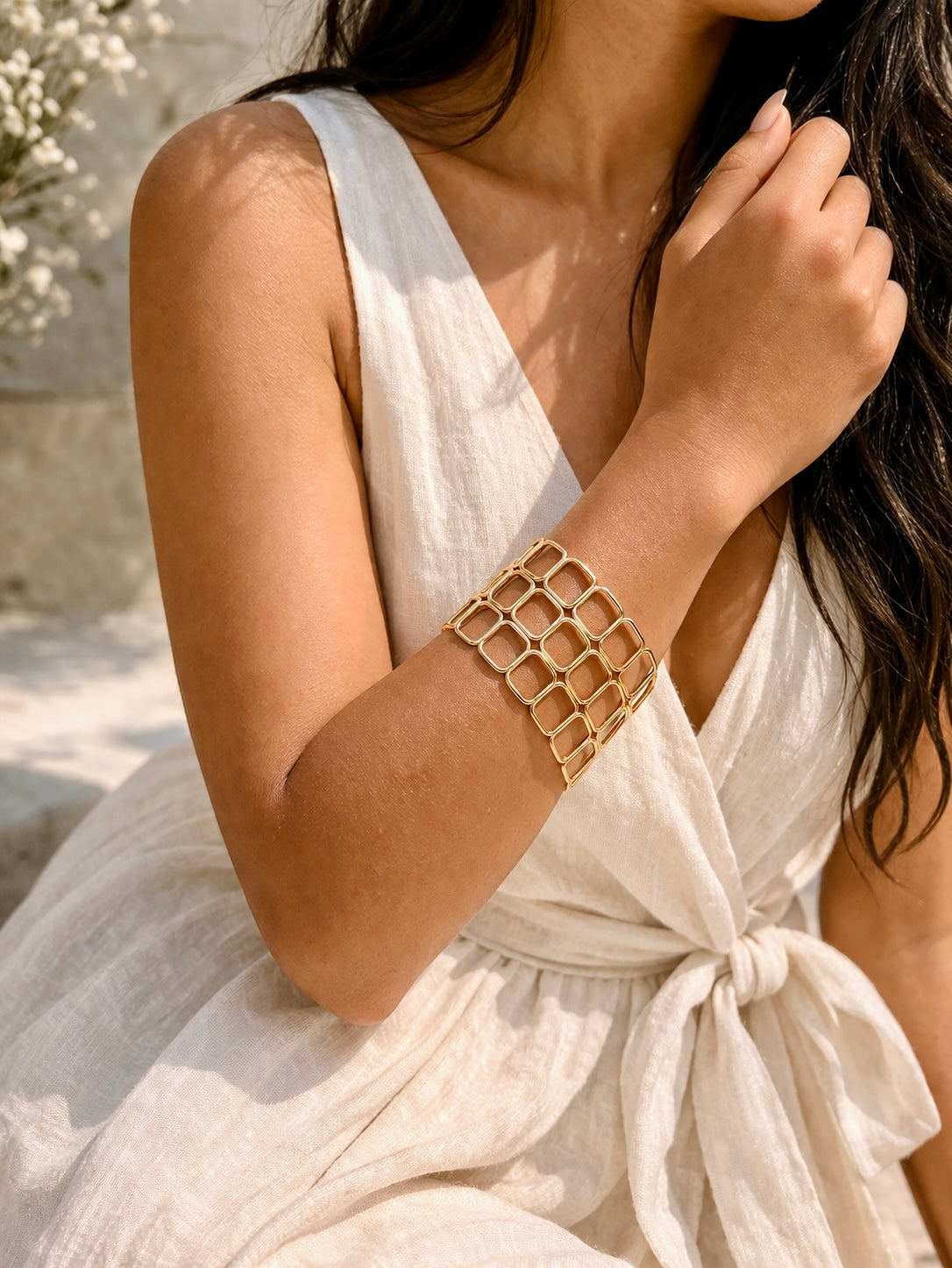 Golden Mosaic Cuff Bracelet