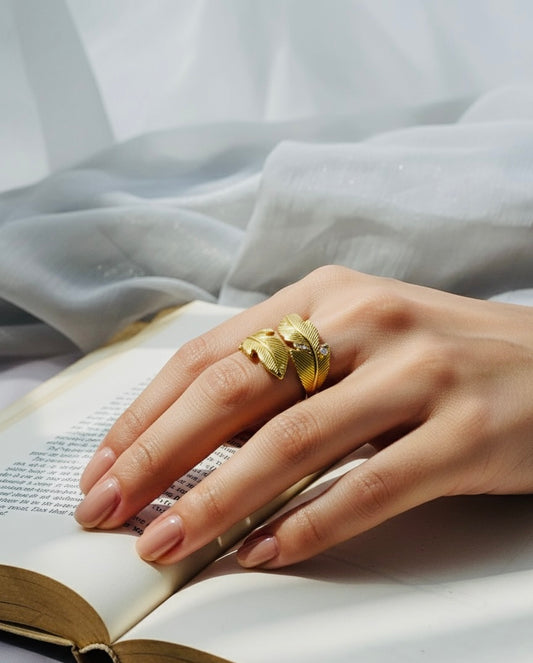 Golden Leaf Adjustable Ring