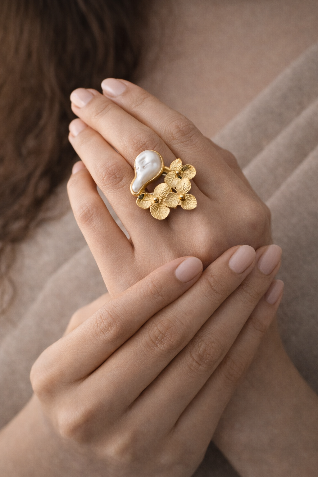 Pearl Bloom Adjustable Ring