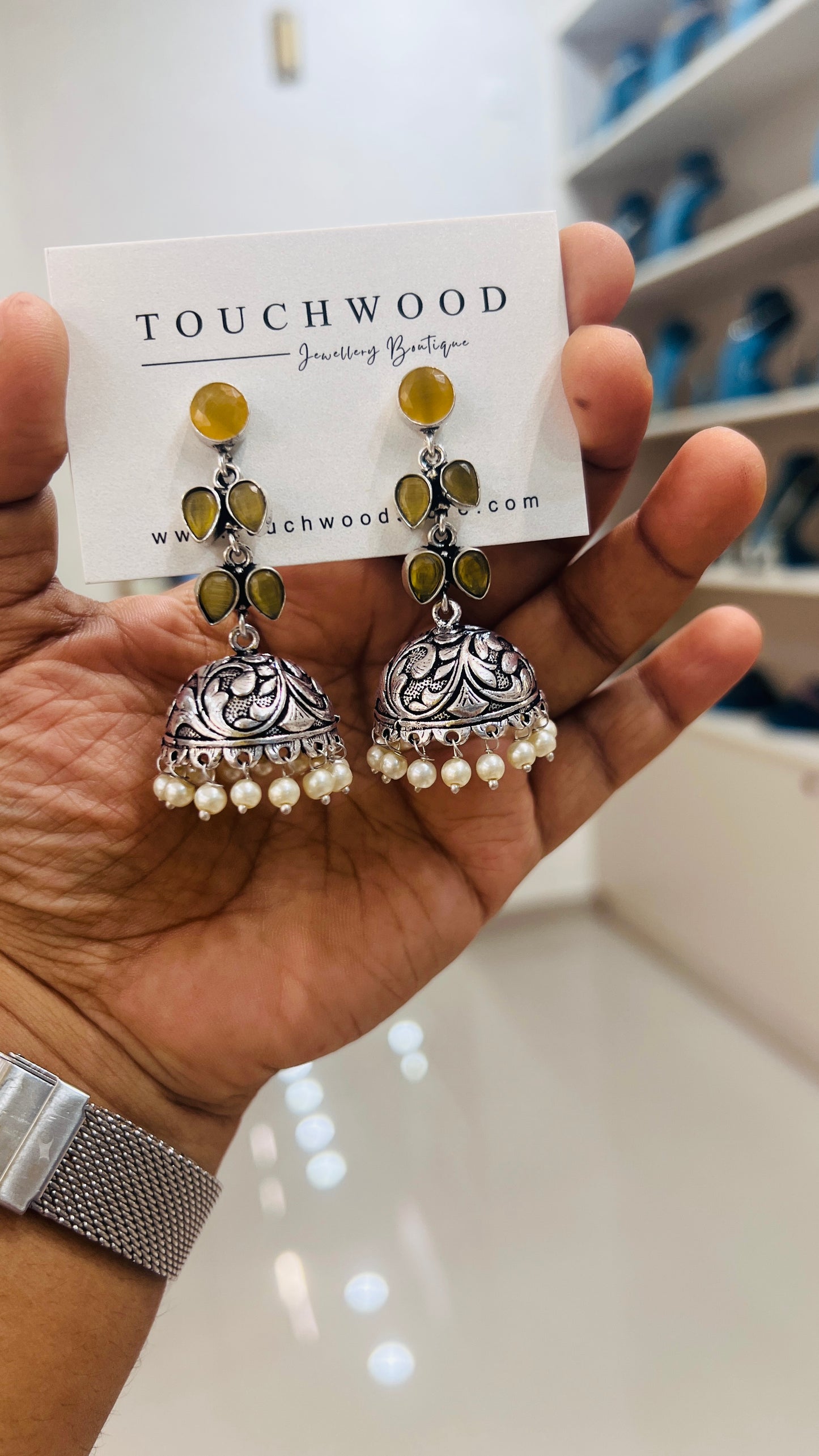 Pearl Bloom Jhumkas