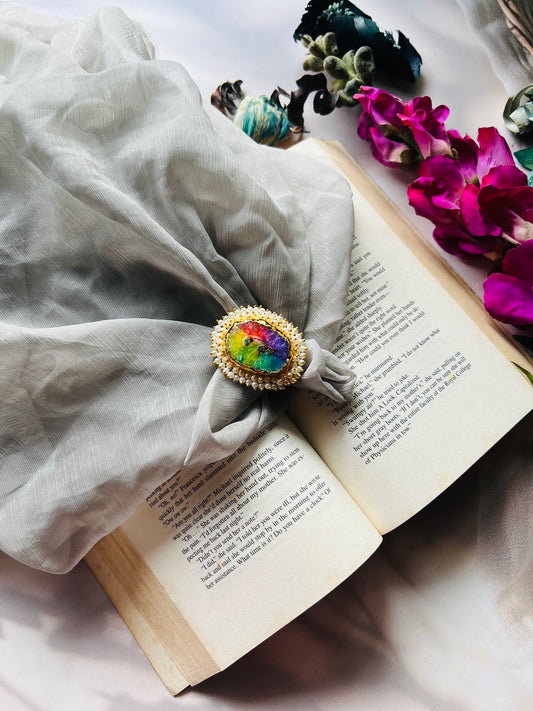 Pearl Glow Natural Rainbow Stone Ring