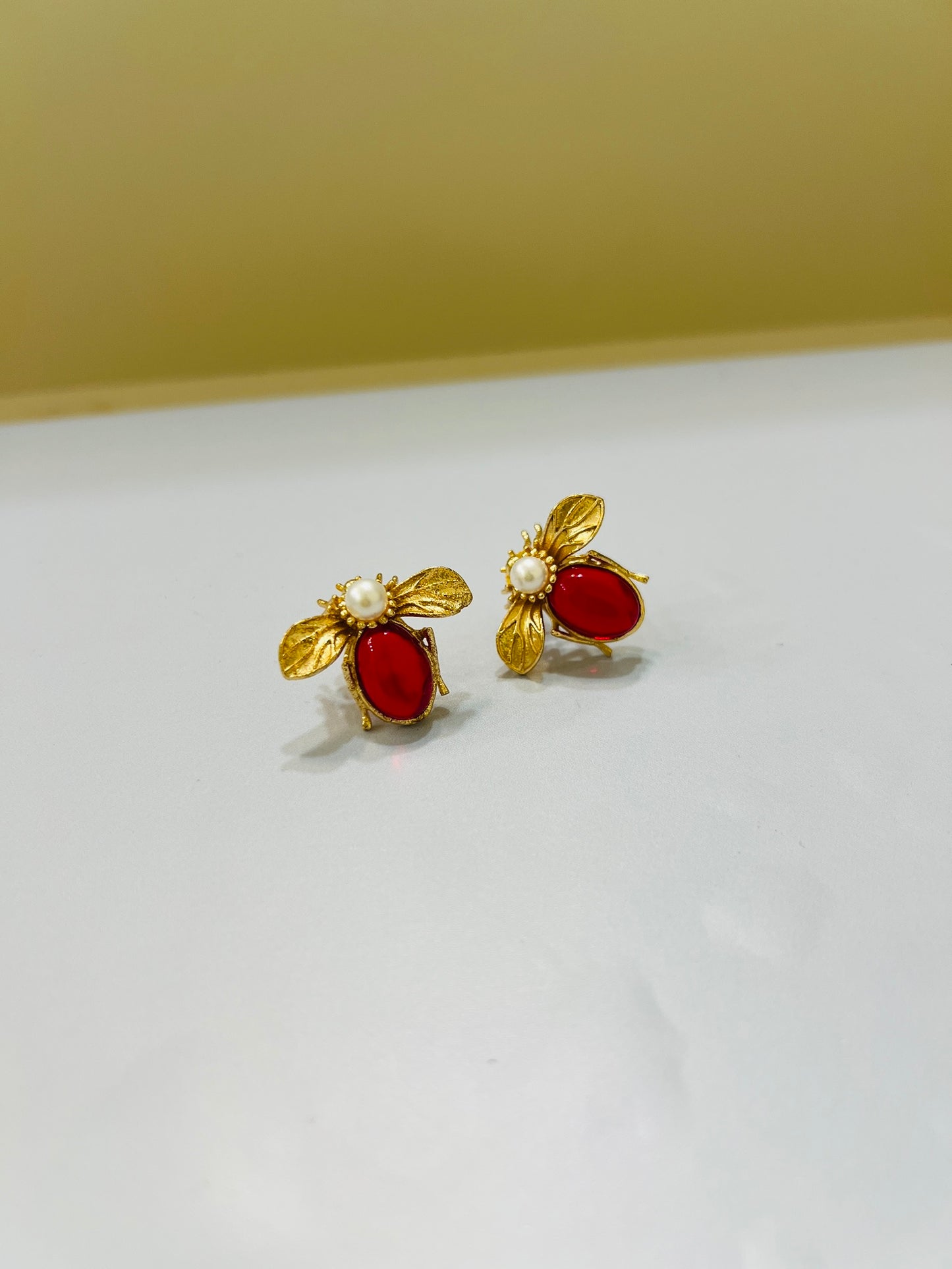 Ruby Queen Bee Studs