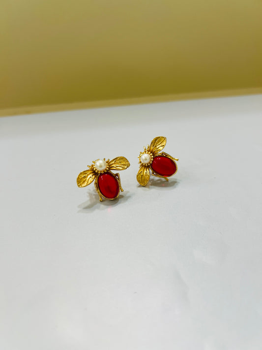 Ruby Queen Bee Studs