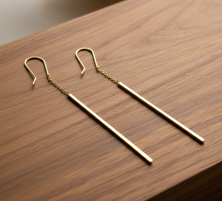 Golden Line Drop Earrings