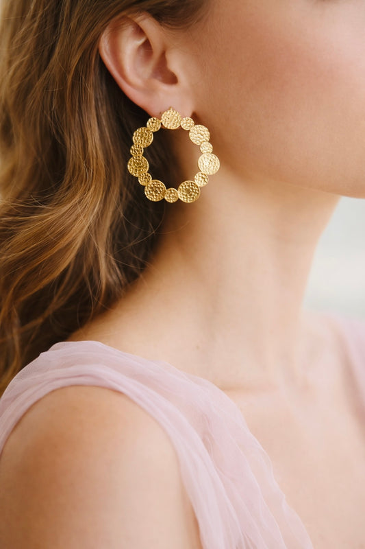Aurelia Textured Circle Statement Earrings