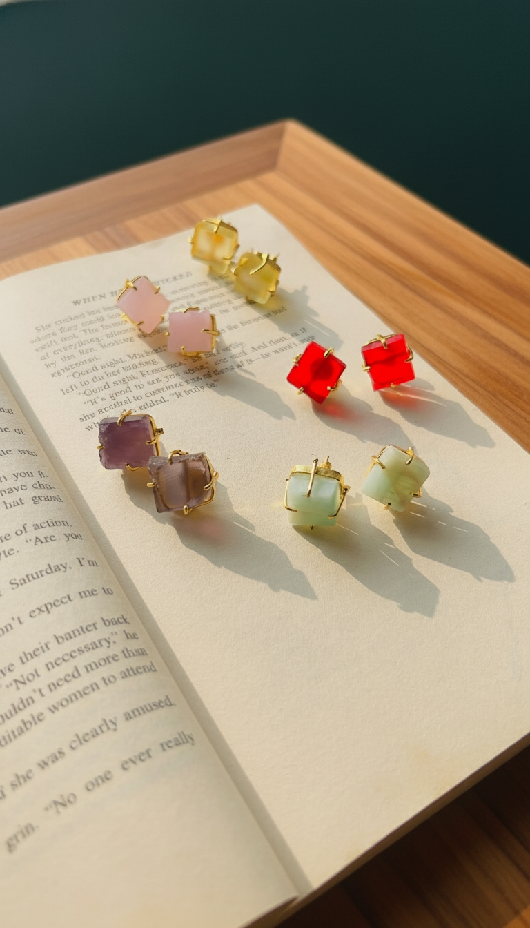Crystal Cube Studs