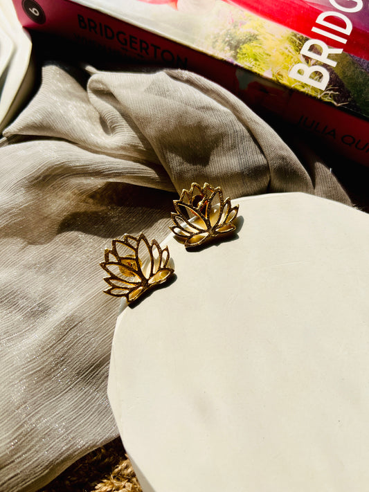 Suhana Lotus Matte Studs - Earrings
