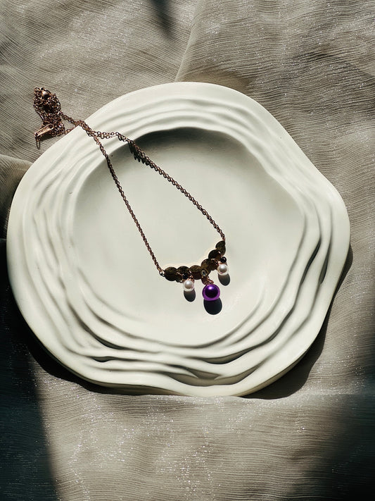 Lilac Pearl Drop Neckchain - Neckpiece