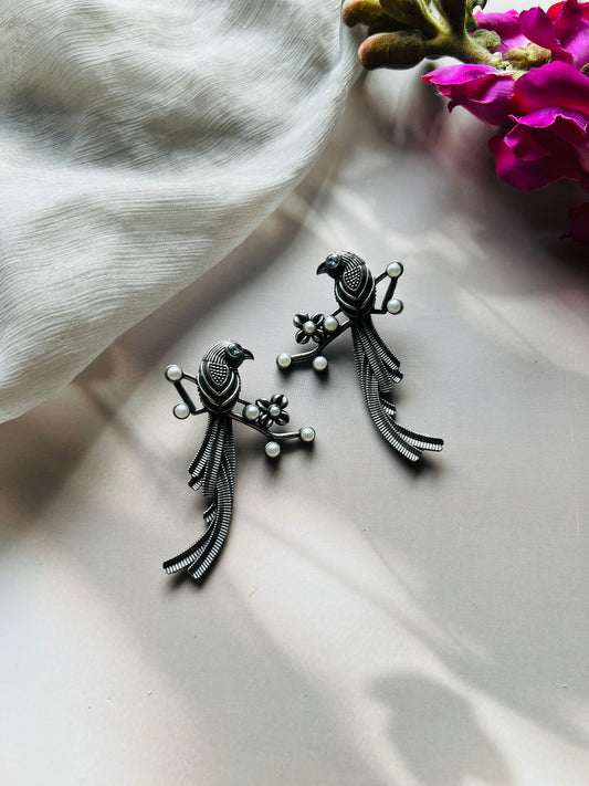 Pearl Wings – Statement Bird Earrings - Earrings