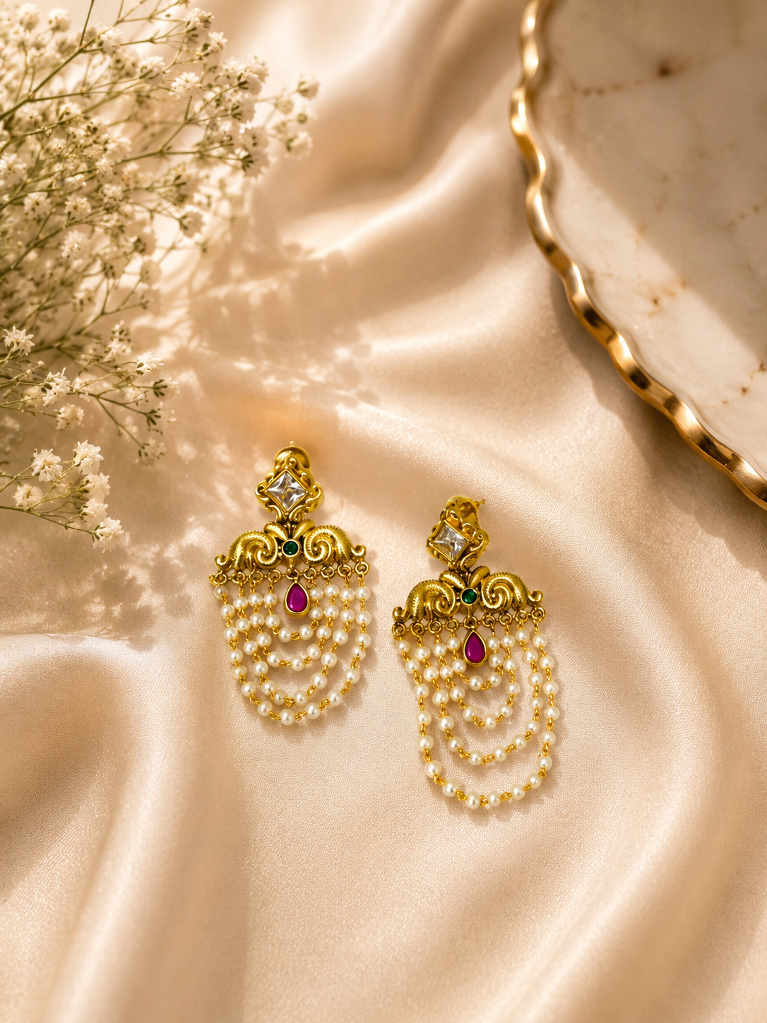 Rajsi Pearl Cascade Earrings