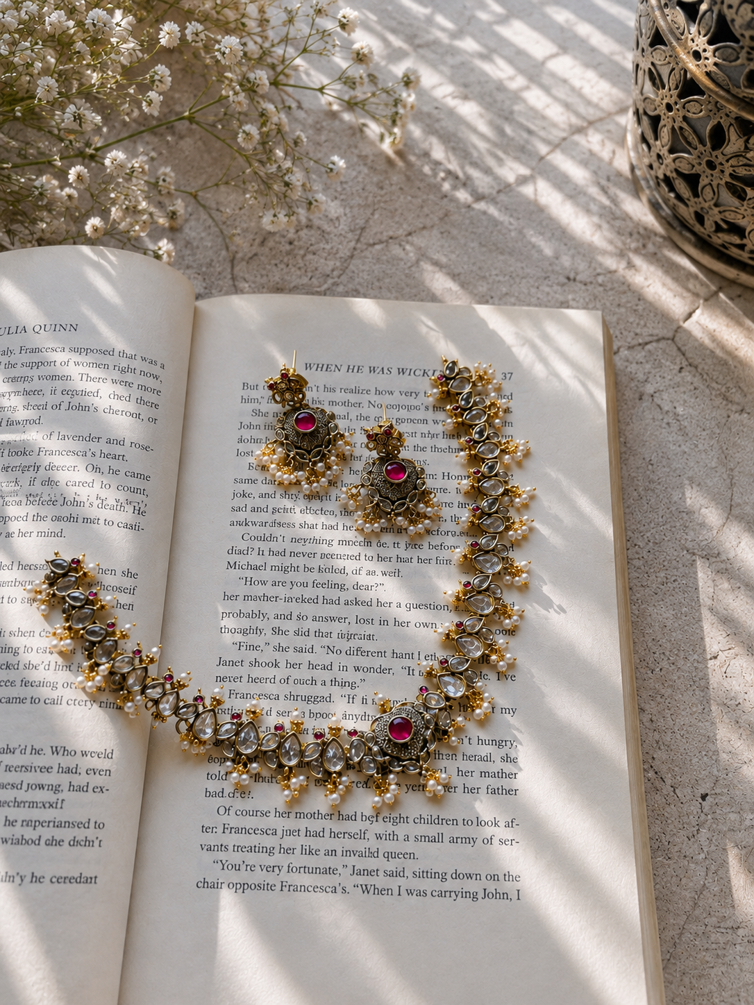 Elara Ruby Pearl Kundan Choker