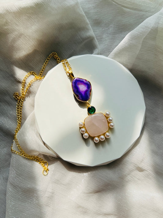 Long Multi Colour Pendant Chain - Neckpiece