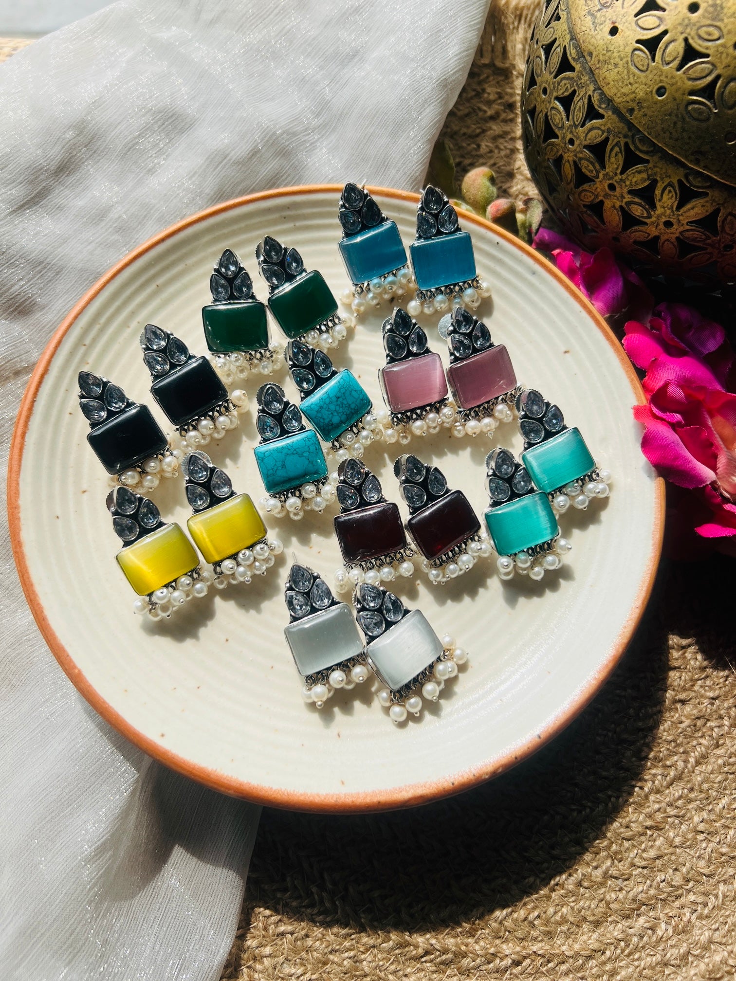Pearl Glow Silver Studs -