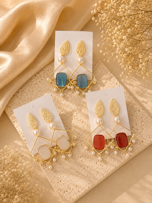 Celestia Pearl Frame Earrings