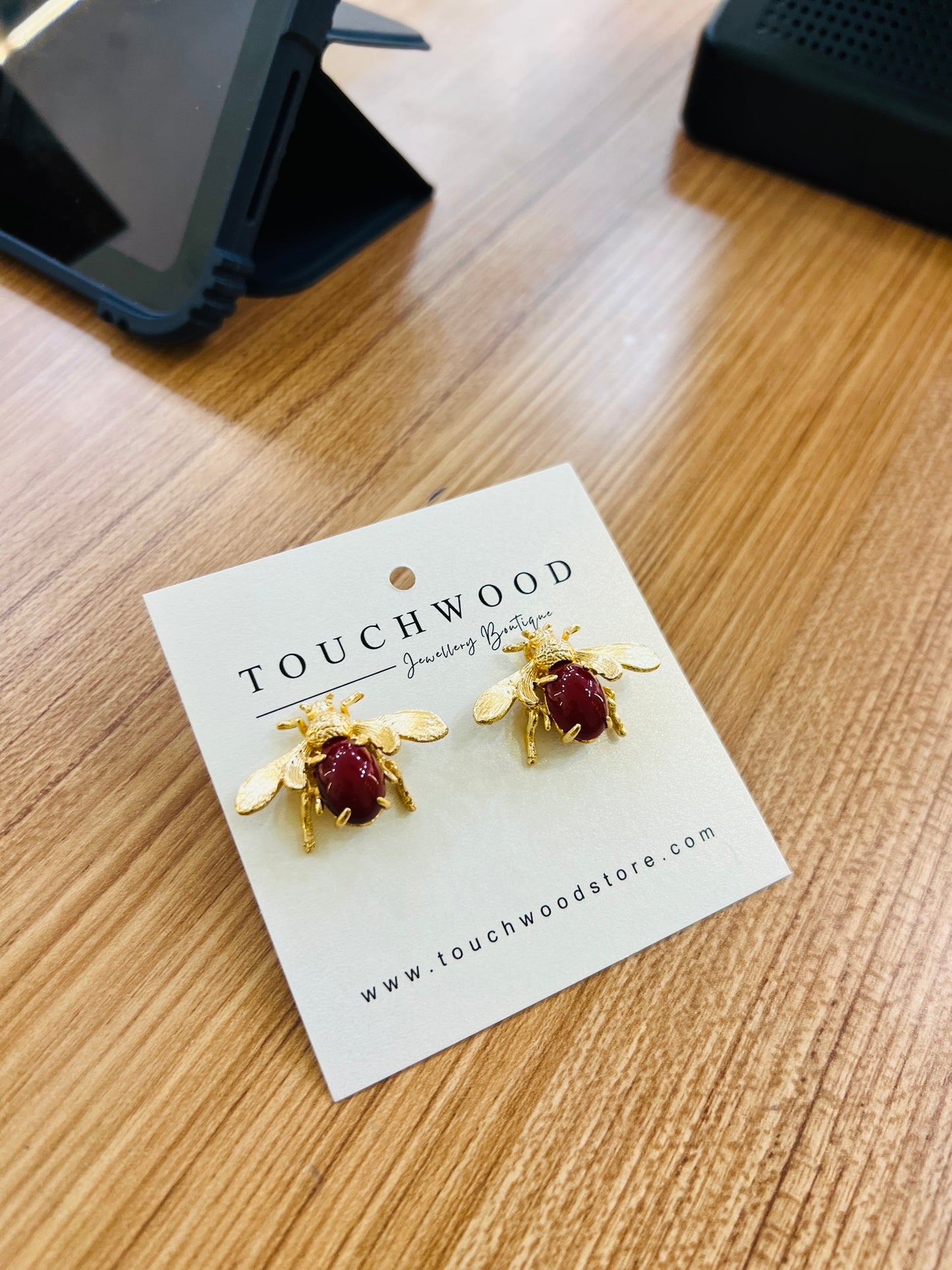 Ruby Queen Bee Studs