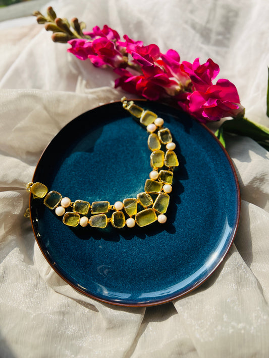 Citrine Pearl Necklace - Neckpiece