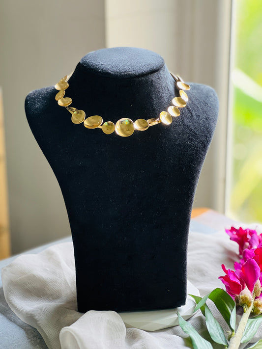 Golden Coin Disc Choker Necklace
