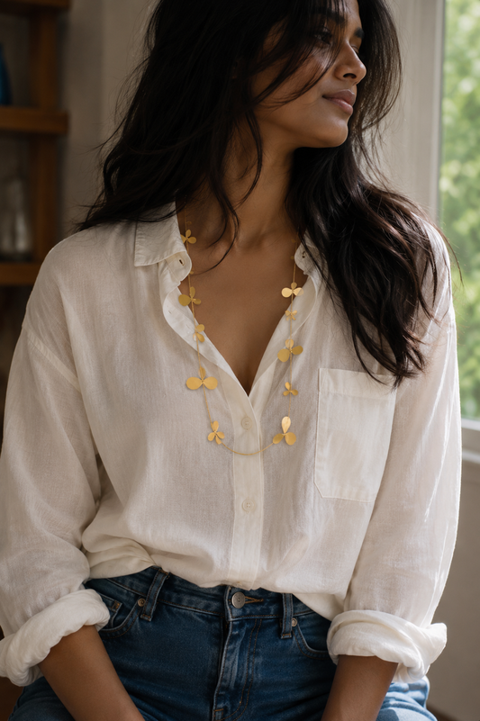 Golden Petal Vine Necklace